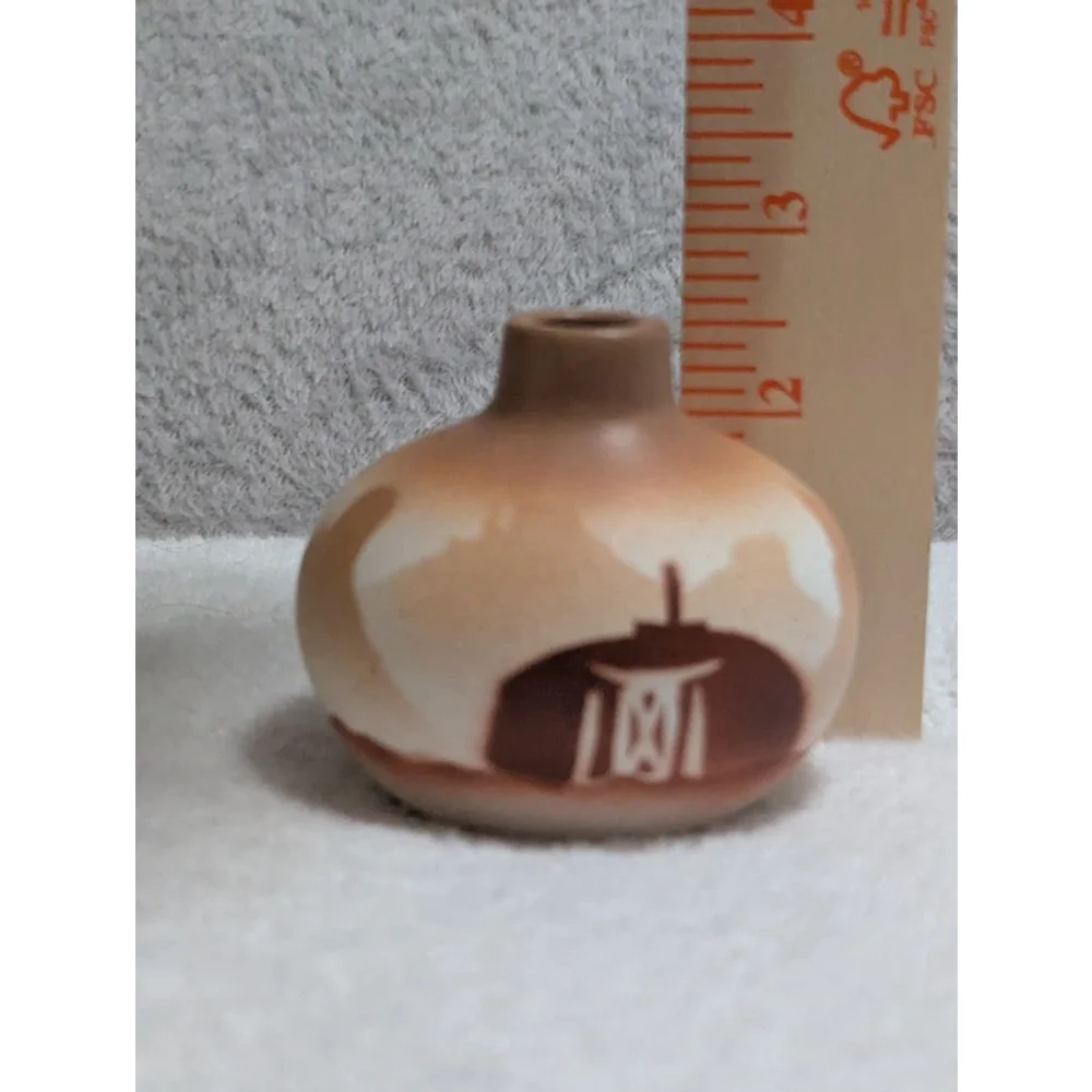 Brown and White Mexican Ceramic Small Vase by Beverly Dinch